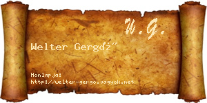 Welter Gergő névjegykártya